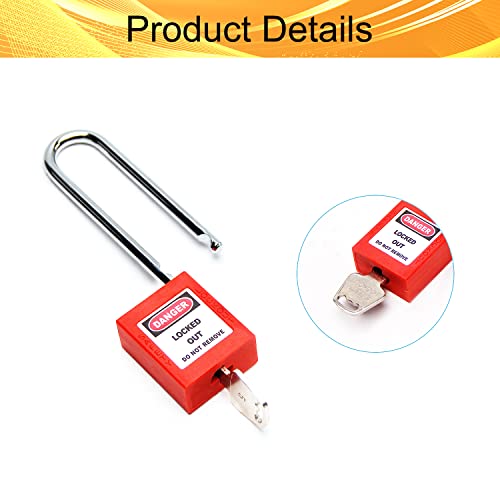 Image of Lockout Tagout Locks Safety Padlock Loto Locks Keyed Alike PA Lock Out Tag Out Steel Shackle Small Luggage Padlocks Red 6mm
