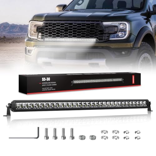 4WDKING LED Light Bar 32 Inch, Screwless Design...