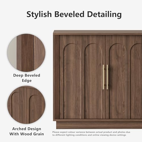 Image of FORTUNETEC Sideboard Buffet Cabinet with Storage, Mid Century Modern Accent Cabinet with Arched Doors, Modular Media Console, 67 inch Large Credenza for Living Room Kitchen Dining Room Entryway, Walnut