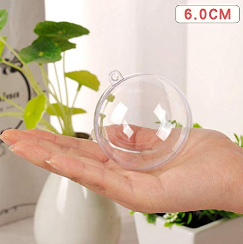 Uhat Boules de Noël Lot de 10, Boules de Décoration transparentes en plastique pour Noël, Pâque, Anniversaire (Pack 10/6cm)