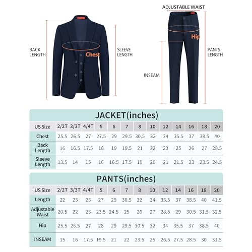 Image of Plavict Boys' Suits Slim Fit 5 Piece, Adjustable Waist, Boys Formal Set