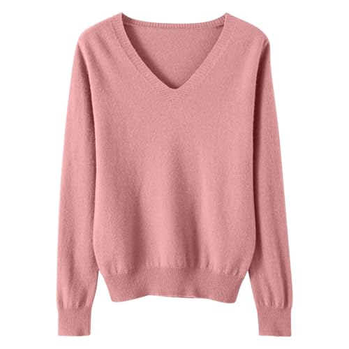 OIOLOYJM Fall Cashmere Sweaters for Women 2025 V Neck Long Sleeve Tops Lightweight Knitted Pullovers Merino Wool Sweater