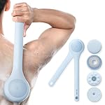 Electric Body Brush Back Scrubber for Shower, Waterproof Long Dual Handle Power Body Scrubber with 3 Heads, Rechargeable Bath Brush & 2 Speeds, for Cleansing, Exfoliating and Massaging Skin