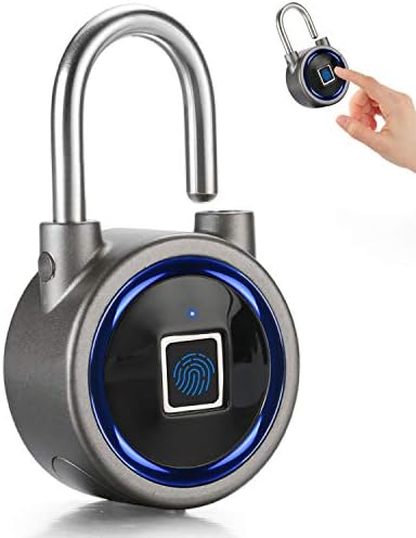 Fingerprint Padlock, Smart Bluetooth Security Lock Anti-Theft Keyless Padlock Outdoor for Gym, Door, Backpack, Luggage Suitcase, Bike, Office (Blue)