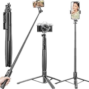 X3 Q06 Selfie Stick with Tripod Stand – 6ft Extendable, Bluetooth Wireless Remote, Detachable Phone Holder Compatible with iPhone & Android – Ideal for Vlogging & Photography