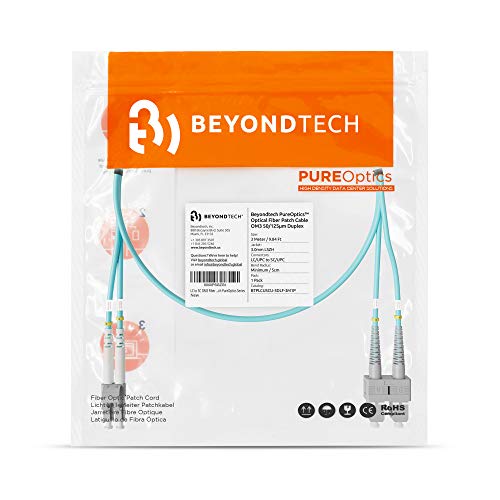 Image of BEYONDTECH 3m (9.84ft) LC to SC Fiber Patch Cable - UPC Multimode Duplex Fiber Optic Cable - 50 /125m core, Compatible with OM3 - 10G LSZH PUREOptics Series