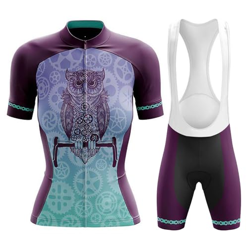 Maillot Ciclismo Mujer Ropa Bici MTB Verano Conjunto Ciclista Manga Corta,Traje Bicicleta Camiseta Ciclo y Culotte Tirantes con 19D Gel Acolchado,Completa Jerseys Transpirable Secado Rápido(B10,S)