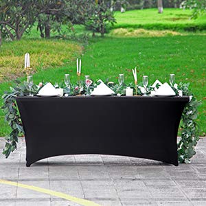 Image of Peomeise 2PCS 6FT Spandex Table Cover Rectangular Stretch Spandex Tablecloth (Black,6FT)