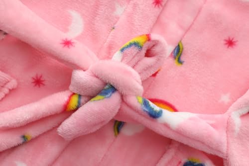 Image of Girls Fleece Hooded Robes Kids Warm Bath Robe for Girls Soft Fuzzy Bathrobe