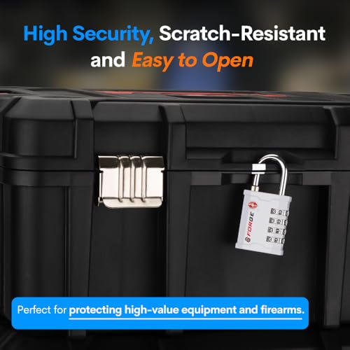 Image of FORGE 4 Digit TSA Approved Combinaiton Lock, Great for Tool Box and Case Lock, Combination Padlock for Travel, White 1 Lock.