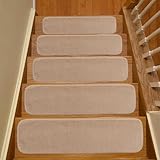 Comfy Stair Tread Treads Indoor Skid Slip Resistant Carpet Stair Tread Treads Machine Washable 8 ½ inch x 30 inch (Set of 13, Dark Cream)