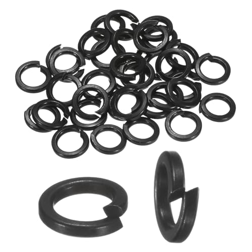 M METERXITY 50-Pack Spring Lock Washer, M6 Stainless Steel Electroplating Black Coating Elastic Gasket for Electronic Machinery/Industrial Equipment, Screw Fasteners