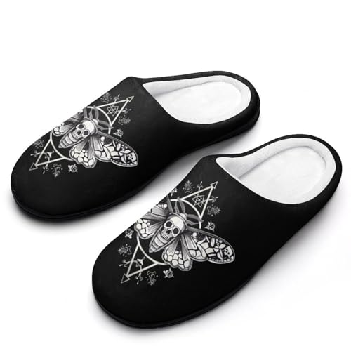 Surreal Death Moth Printed Men's Cotton Slipper Shoes Soft Anti-Skid Sole Home Shoe for House Indoor Outdoor