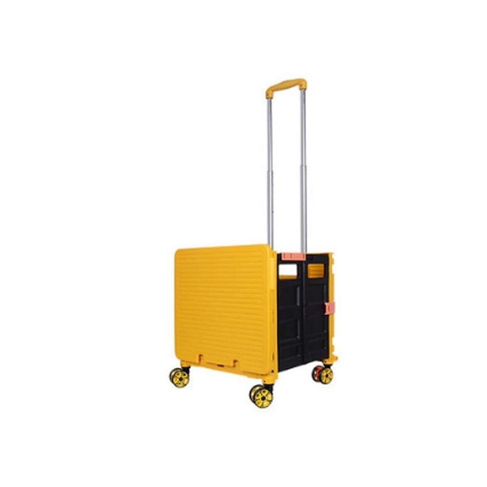 Dannmpx Yellow Shopping Trolley Foldable Shopping Cart Household Basket Trolley For And Loading Groceries Utility Cart(Yellow)