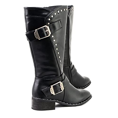 Milwaukee Leather Mbl9423 Women's Black Studded Boots With Studded Outsole - 11 #TOP7