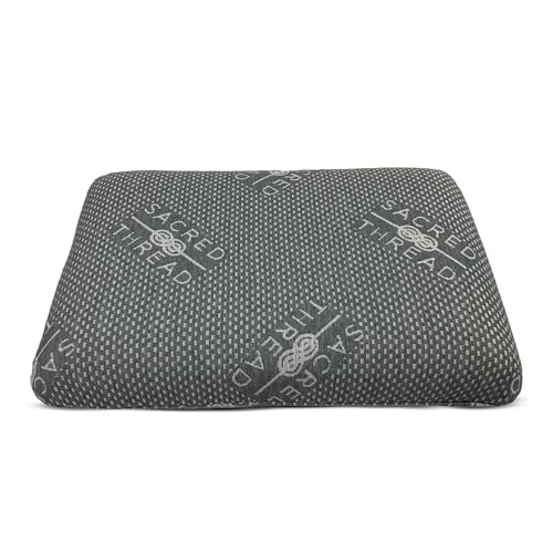 Sacred Thread Memory Foam Pillow, Soft Charcoal Infused, Adaptive Memory Foam for Pressure Relief, Orthopedic Pillow with Cooling Cover, Great for Side, Back and Stomach Sleepers, Supportive