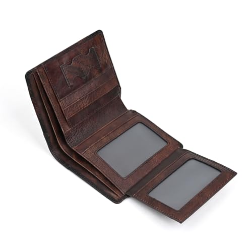 Genuine Leather Wallets for Men and women, Vintage Short Multi Function Credit Card Holder,Money Clips with 2 ID Windows (COFFEE)4