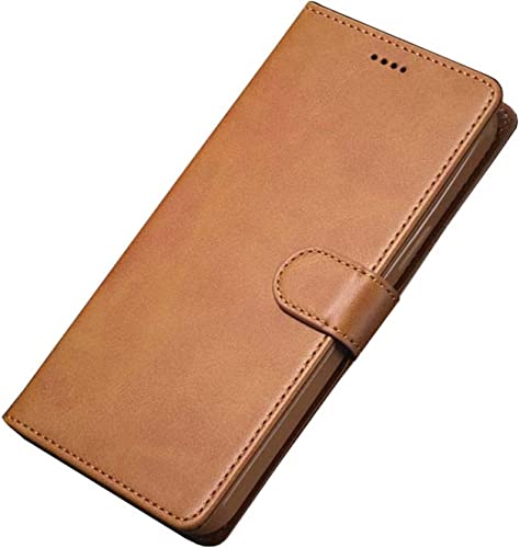 Étui iPhone 14 Pro Max marron à clapet en cuir avec porte-cartes et boucle