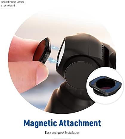 Neewer Magnetic ND/PL Filter Kit Compatible with DJI Osmo Pocket 2 / Osmo Pocket 1 Camera-4-Pack, ND8/PL, ND16/PL, ND32/PL, ND64/PL Filter, Made of Optical Glass and Aviation Aluminum Frame (Black)