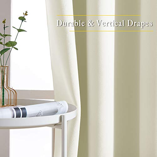 NICETOWN Room Darkening Beige Curtain 84 inch Length - Grommet Solid Thermal Insulated Doorway Drape Blackout Curtain Sound Reducing for Bedroom/Living Room (1 Panel, W66 X L84)