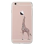 iPhone 6S Plus Case,DOMIRE Soft Silicone Funny Giraffe TPU Clear Cases Thicken Anti-Slip Good Grip Protective Case for iPhone 6 Plus 5.5inch