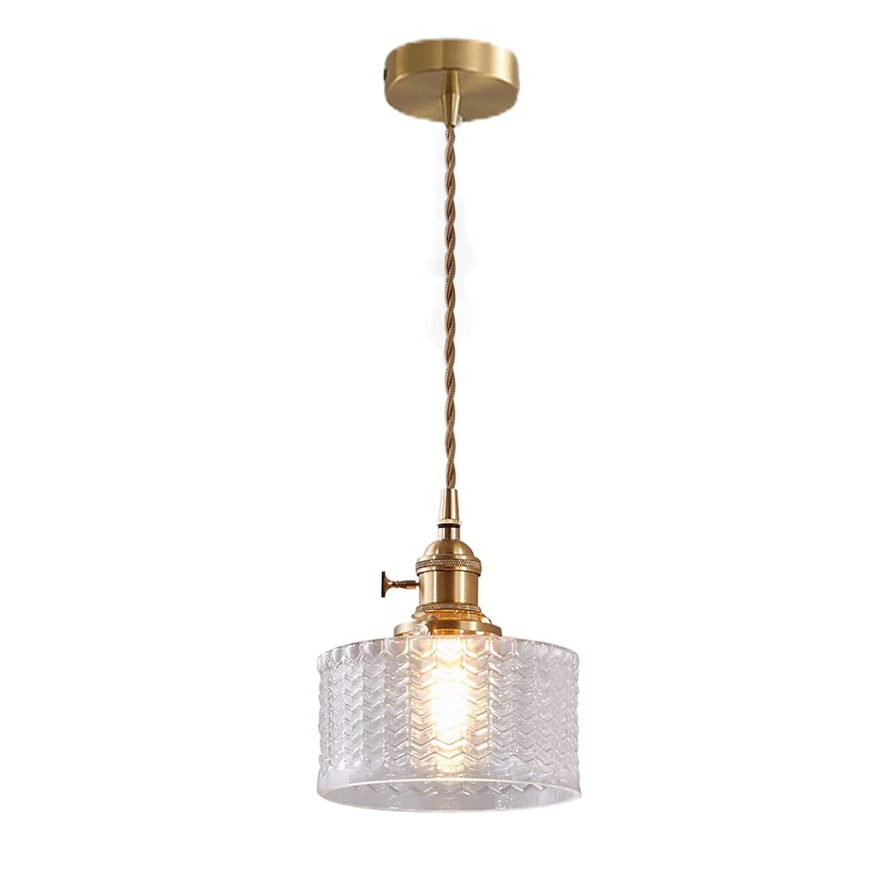 Lámpara colgante de vidrio vintage industrial con portalámparas de latón para techo de salón