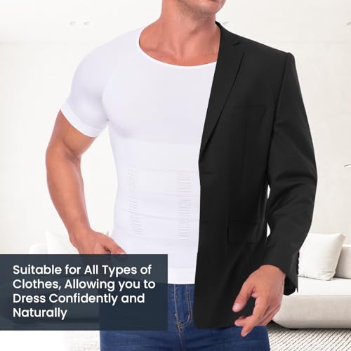 Men's Compression Shirt Tummy Control Shapewear Body Shaper Slim Undershirt4