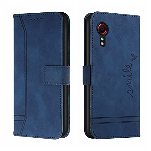 Trugox Handyhülle für Samsung Galaxy Xcover 5 / Xcover5 Hülle Klappbar Klapphülle mit Kartenfach Handytasche Handy Schutzhülle Tasche Leder Wallet Flip Case Slim Book Cover - Blau Cover