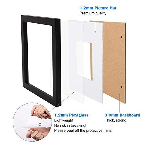 30x40cm picture frame,12x16 picture frame 100% Solid Wood Matted for 14x11, 30x40 frame with Acrylic Glass,30x40 Poster Frame for Wall Mounting, 16x12 inch Certificate Frame for Portrait, Black - Image 5