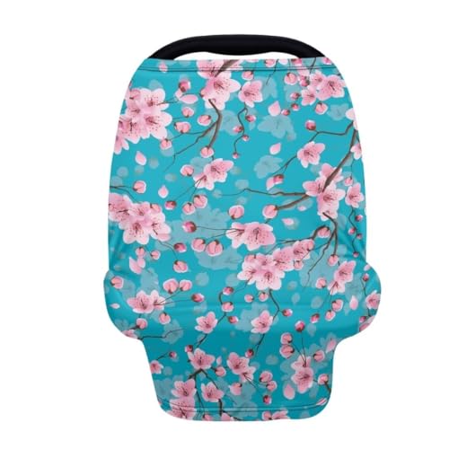 Image of Coldinair Peach Blossom Car Seat Cover for Babies Girls,Nursing Cover,Soft Stretchy Infant Carseat Canopy,Shopping Cart /High Chair /Stroller Covers