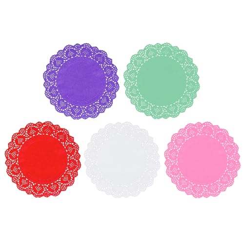 Jagrove Paper Doilies 100 Pack 8.5 Inch Lace Doilies Colorful Decorative Disposable Round Paper Placemats Bulk for Dessert Cake Wedding Birthday Party Tableware Decorations