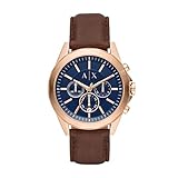 Wasserdichtigkeit: 10 ATM Armani Exchange Herren Chronograph Quarz Uhr mit Leder Armband AX2626