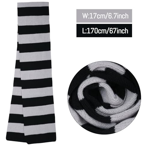 Dxhycc Black And Gray Striped Scarf Soft Knit Scarf Winter Men'S Scarf Cosplay Costumes Accessories For Halloween Party thumb #1