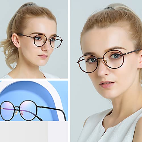 Occhiali da lettura rotondi in metallo, lettori di computer che bloccano la luce blu, occhiali da nerd alla moda (Colore : Nero, Dimensioni : 3.0 x)