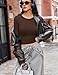 Ekouaer Womens 3 Pack Long Sleeve Shirts Ruched Side Fitted Undershirts Round Neck Stretch Underscrubs Tight Thermal Tops Brown/White/Black L