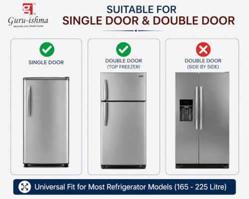 Image of Refrigerator Top Cover for Single Door & Double Door 165-225 Litre | Washable, Anti-Slip Protective Velvet Fabric Fridge Top Cover with 6 Storage Pockets, Extra Storage Space 101 x 55 cm