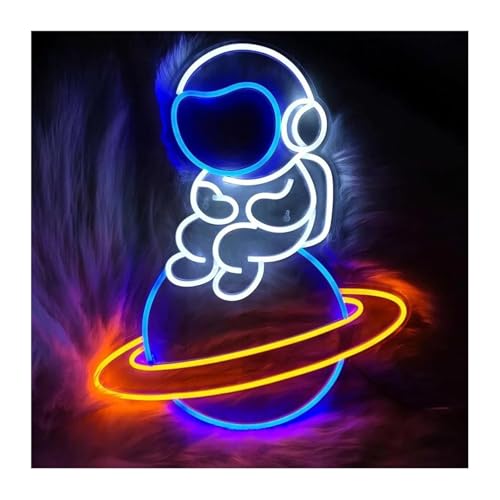 Lampe planète et vaisseau spatial au néon comme cadeau déco de chambre