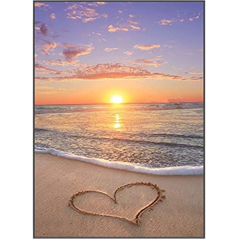 5D Diamond Painting Full Kits, DIY Full Round Drill Embroidery Pictures, Beach Collection Full Diamond Embroidery Painting for Activities Home Wall Decoration (Love Beach) Cover