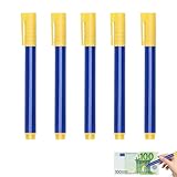 5 Stück Geldscheinprüfer Stift, Blau Falschgeld Prüfer Stift, Falschgeld Marker Stifte, Erkennung Banknoten Stift, Stift zur Erkennung Gefälschter Geldscheine, für US-Dollar, Euro, Pfund, Yen, Won usw