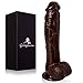 Realistic Ultra-Soft Dildo with Suction Cup, Brown, Greenpinecone Anal and Vaginal G-spot Sex Toy for Female, Lesbians, Women, Men, Gay (8.66 Inch)