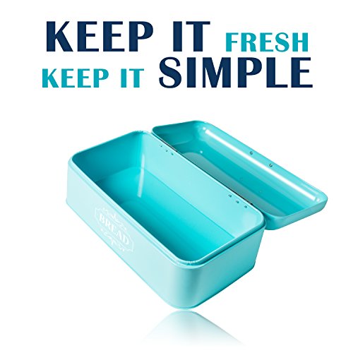 Allgreen Vintage Bread Box Container For Kitchen Decor Stainless Steel Metal Bread Bin Retro Turquoise For Kitchen Counter Dry Food Storage Including Free Butter Dish & Serving Ebook Store Bread Loaf #TOP7
