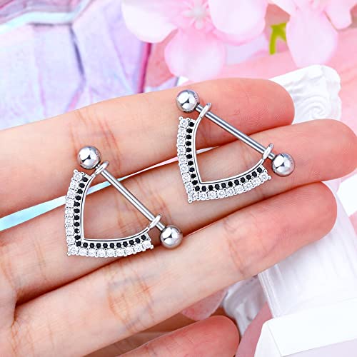 Cm Crareesi Mania Teardrop Nipple Shield Rings 316L Stainless Steel Nipple Piercing Jewelry 14G Nipple Retainer Barbells Body Piercing For Women 2Pcs Double Clear Cz Paved Nipple Bars #TOP1
