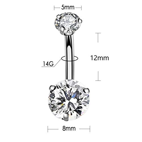 YHMM 14G Surgical Steel Belly Button Rings, Internally Threaded Round CZ Navel Barbell Stud for Women Men3