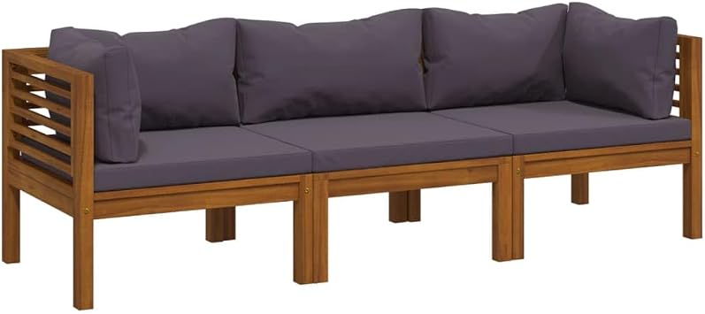 vidaXL 3-Seater Patio Sofa with Cushion Solid Acacia Wood