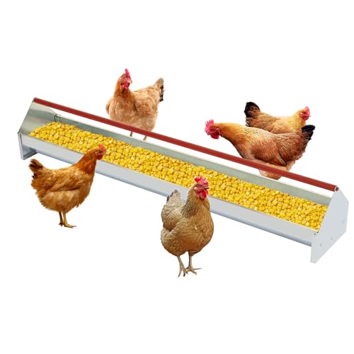 Chicken Feeding Trough 45" Galvanized Steel Poultry Feeder
