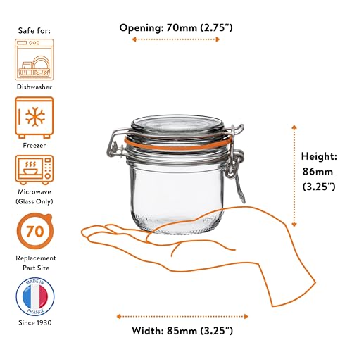 Le Parfait Super Terrine 200mL (7oz) Zero Waste Eco-Friendly Glass Canning Jars, Airtight Rubber Seal & Wire Bail Lid, BPA-Free, Water Bath Safe for Food Storage & Preserving, Made in France, 4PK by Le Parfait - Image 5