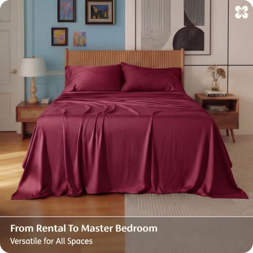 Image of Bedsure PureWoven Rayon Derived from Bamboo, California King Sheet Sets