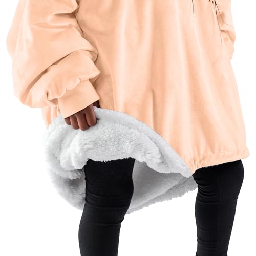 Image of Bare Home Wearable Blanket Hoodie - Soft Plush Sherpa - Warm and Cozy - Oversized Wearable Blanket