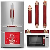 Acellegic 5 Pcs Christmas Gingerbread Man Kitchen Appliance Handle Covers for Kitchen Refrigerator Microwave Oven Dishwasher Decoration, Xmas Indoor Decor, Party Favor Supplies