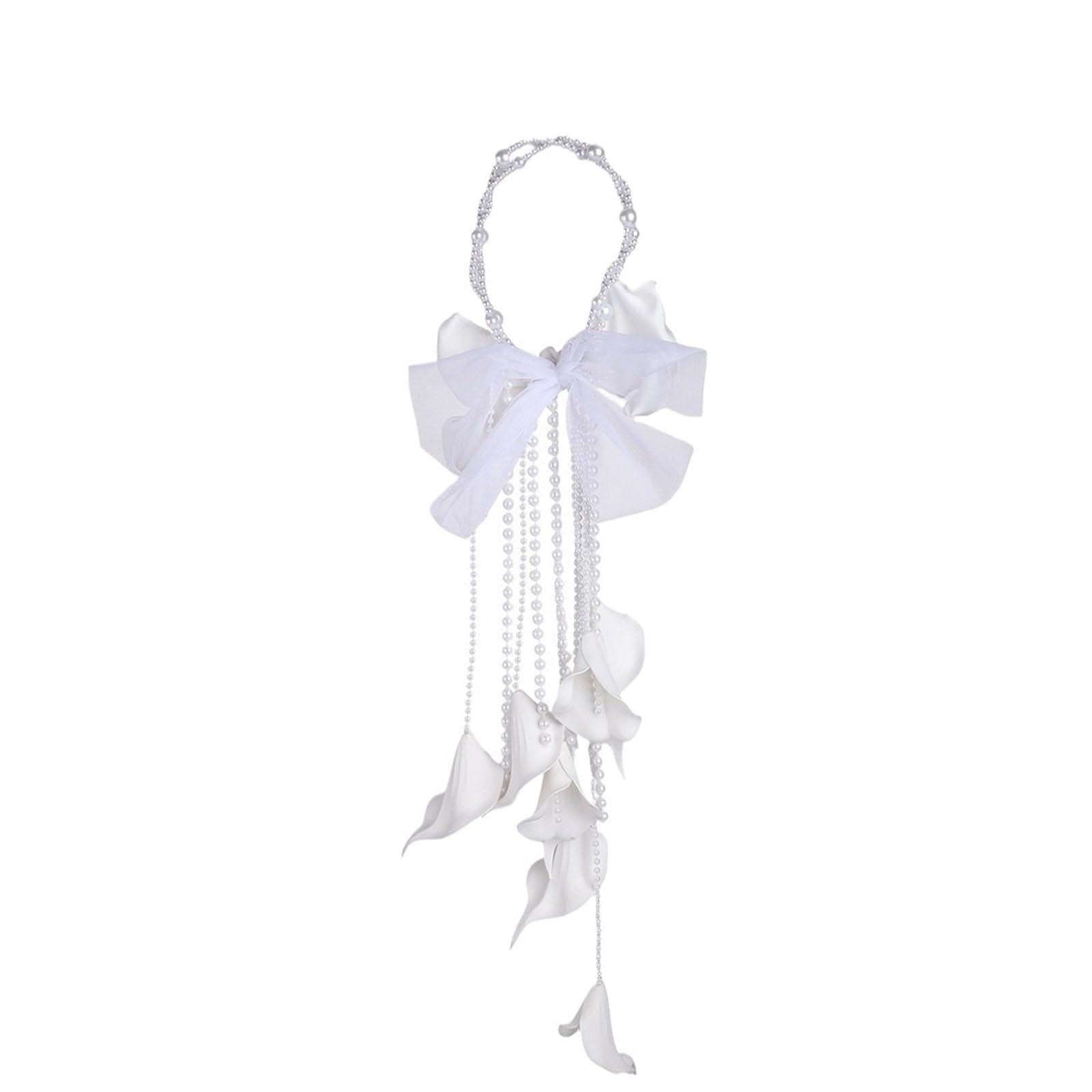 Gijmzy Brown5 Pearl Chain Waterfall Style Bridal Bouquet